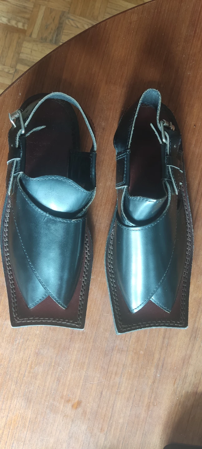 Black Leather Peshawari Chappal Sandals
