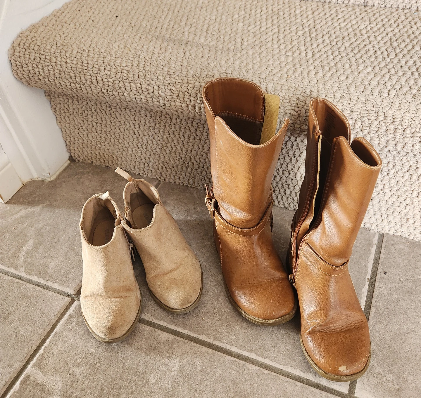 Kids size 9 Brown Boots and Tan Ankle Boots