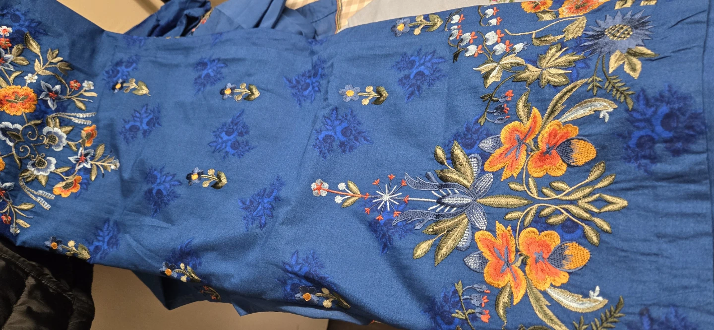 Embroidered Blue Kurti and Pants Set 3 piece - photo 3