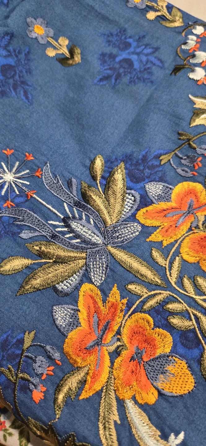 Embroidered Blue Kurti and Pants Set 3 piece - photo 4