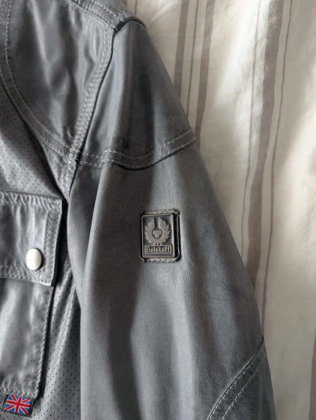 Belstaff Gold Label Grey Leather Jacket Size M - photo 5