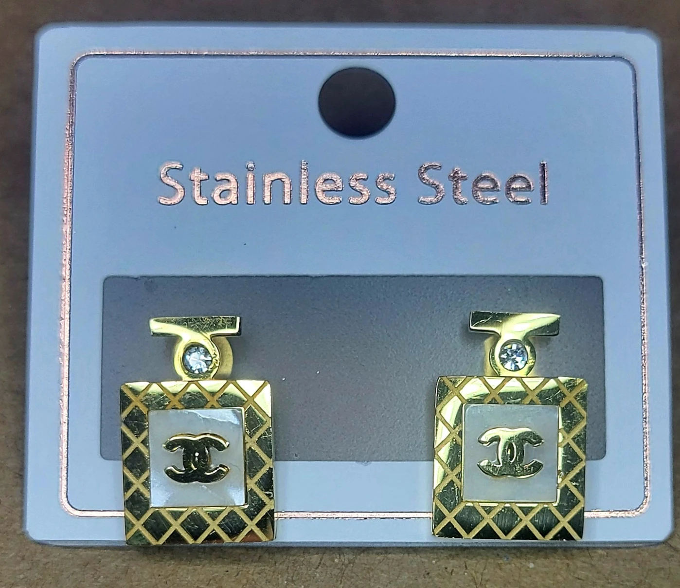 Bottle Shaped Perfume Earrings - Stainless Steel