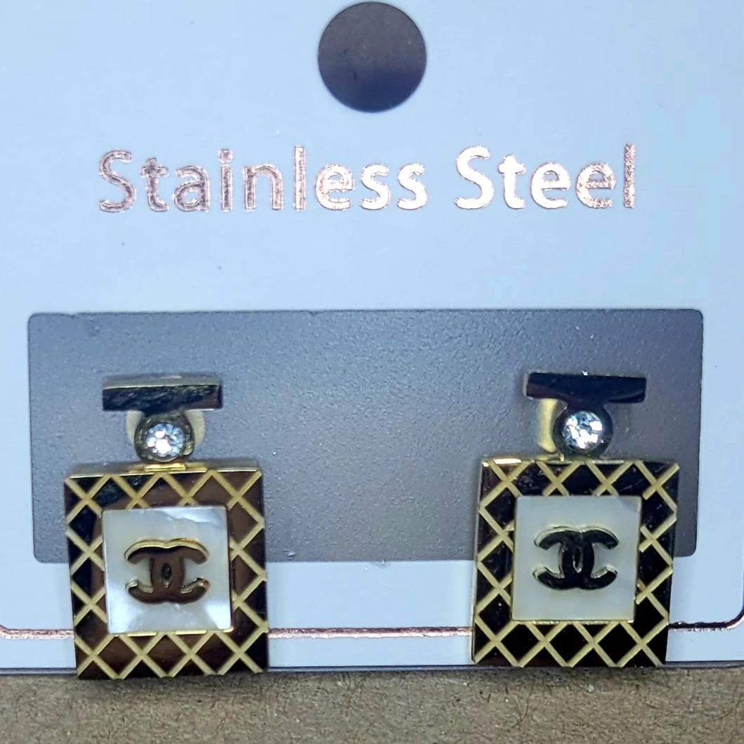 Bottle Shaped Perfume Earrings - Stainless Steel - photo 2