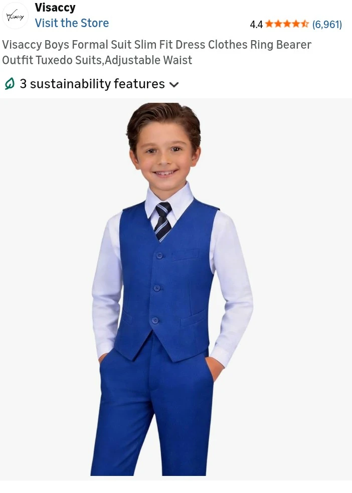 VISACCY Boys' Royal Blue Adjustable Waist Suit Vest - photo 4