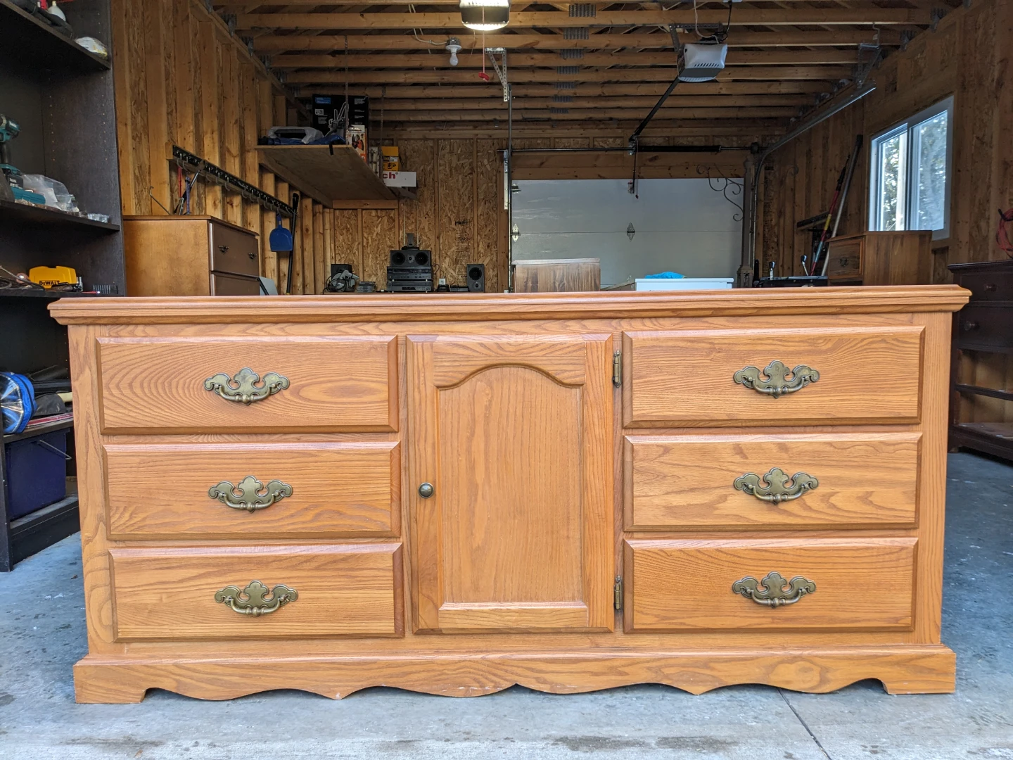 6 Drawer Dresser/Cabinet Combo in Solid Oak