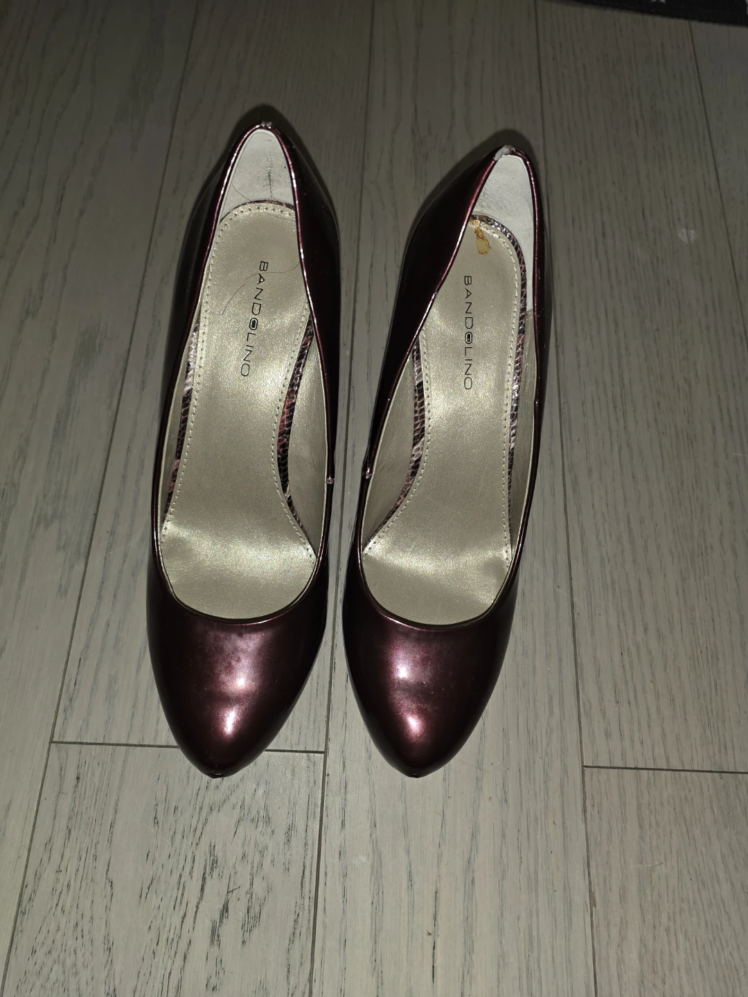 Bandolino Women's Burgundy Patent Heels with Snake Print Accent