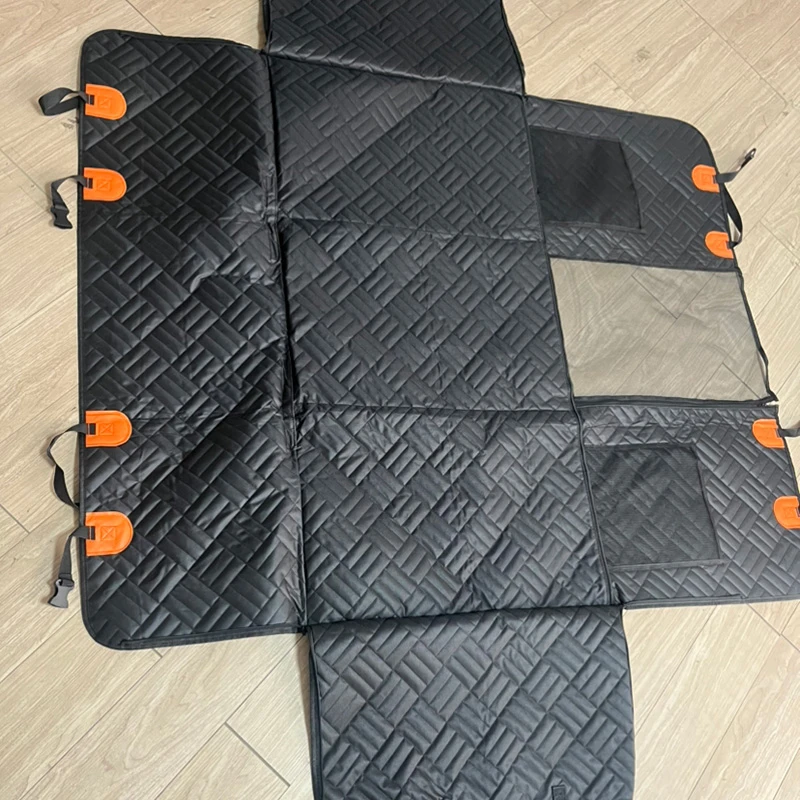 Black Quilted Dog Car Seat Cover with Mesh Windows