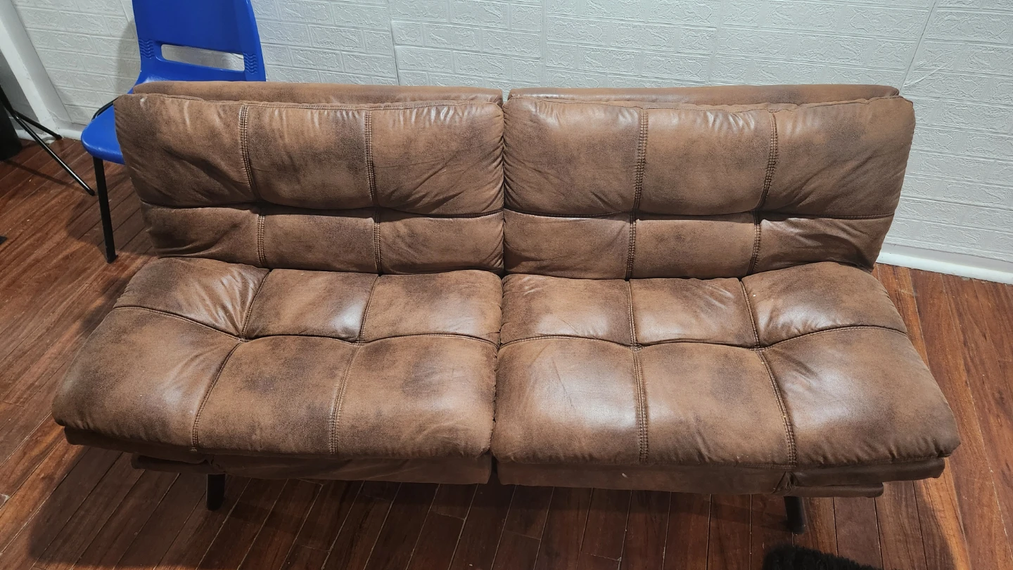 Brown Faux Leather Futon Sofa Bed