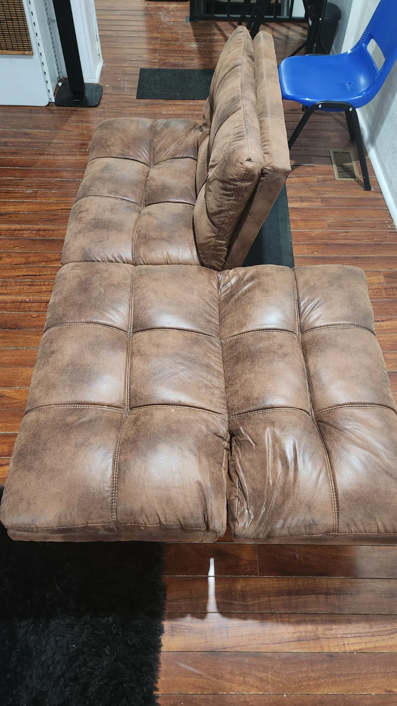 Brown Faux Leather Futon Sofa Bed - photo 5