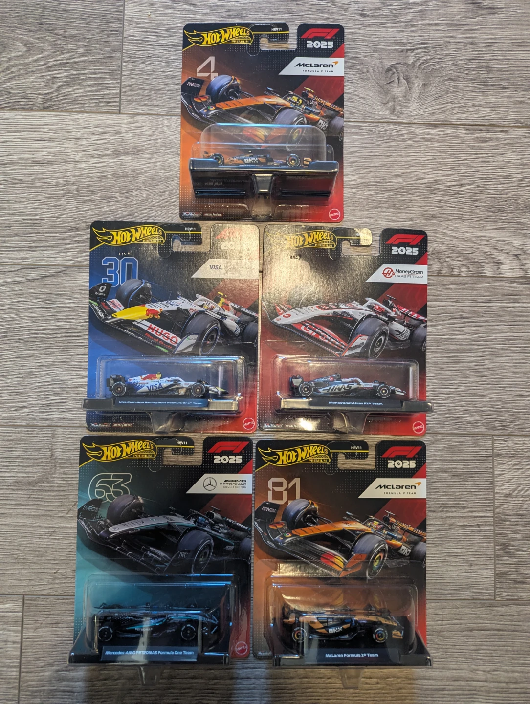 Hot Wheels Premium Formula 1 Cars (Set of 5)