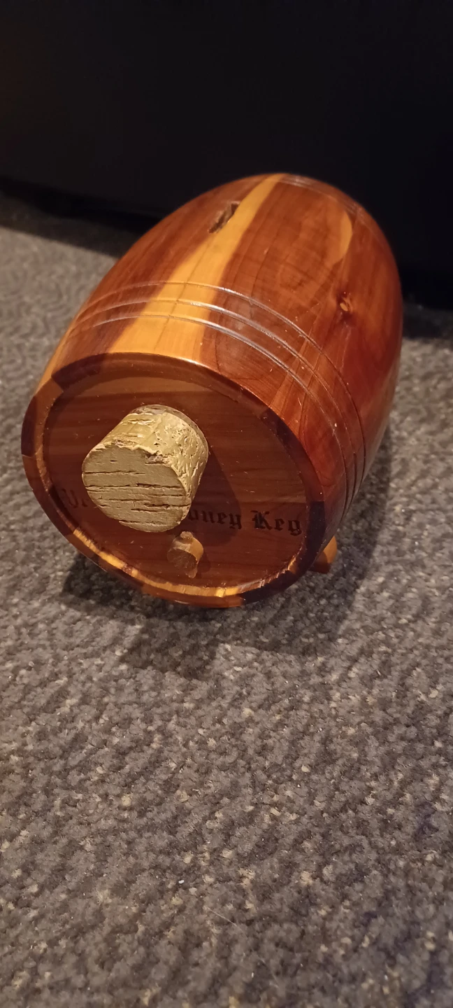 Vintage Wooden Barrel Bank
