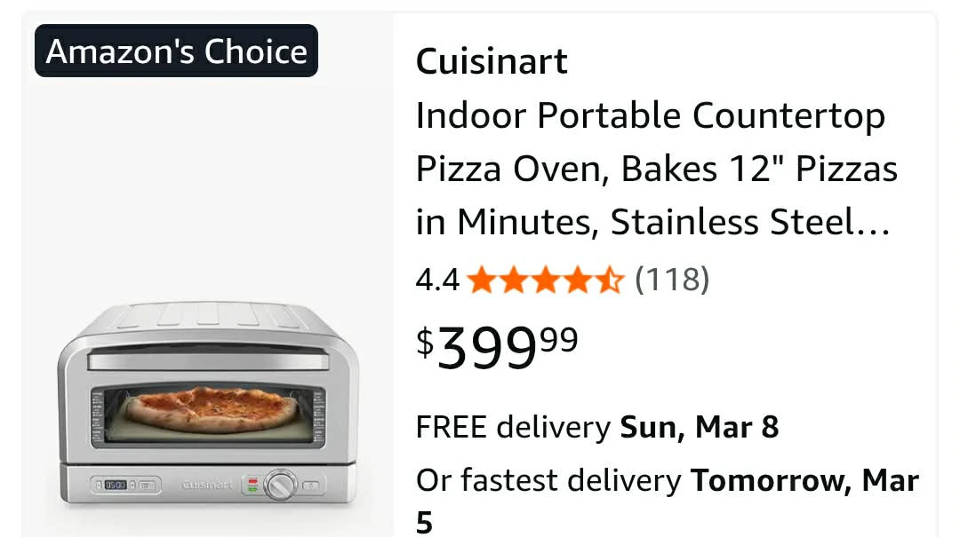Cuisinart pizza Oven + pizza peel