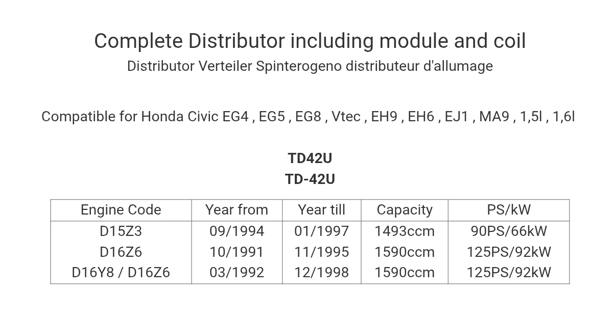 Complete Distributor TD42U for Honda Civic EG4-EJ1 - photo 5
