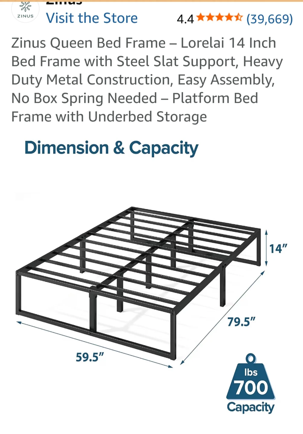 Black Metal Queen Bed Frame - photo 3