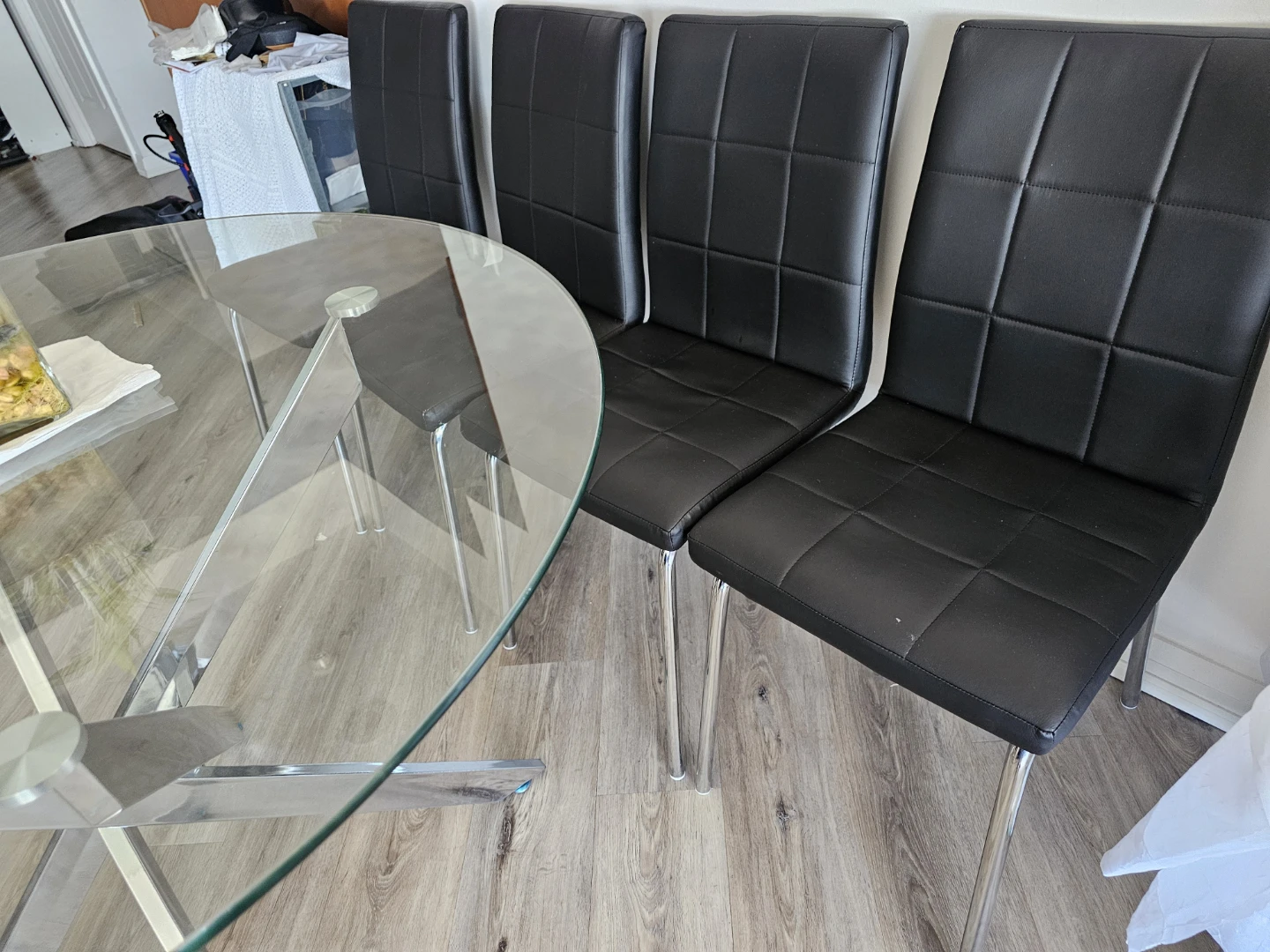 Glass Dining Table with 4 Black Chairs - photo 2