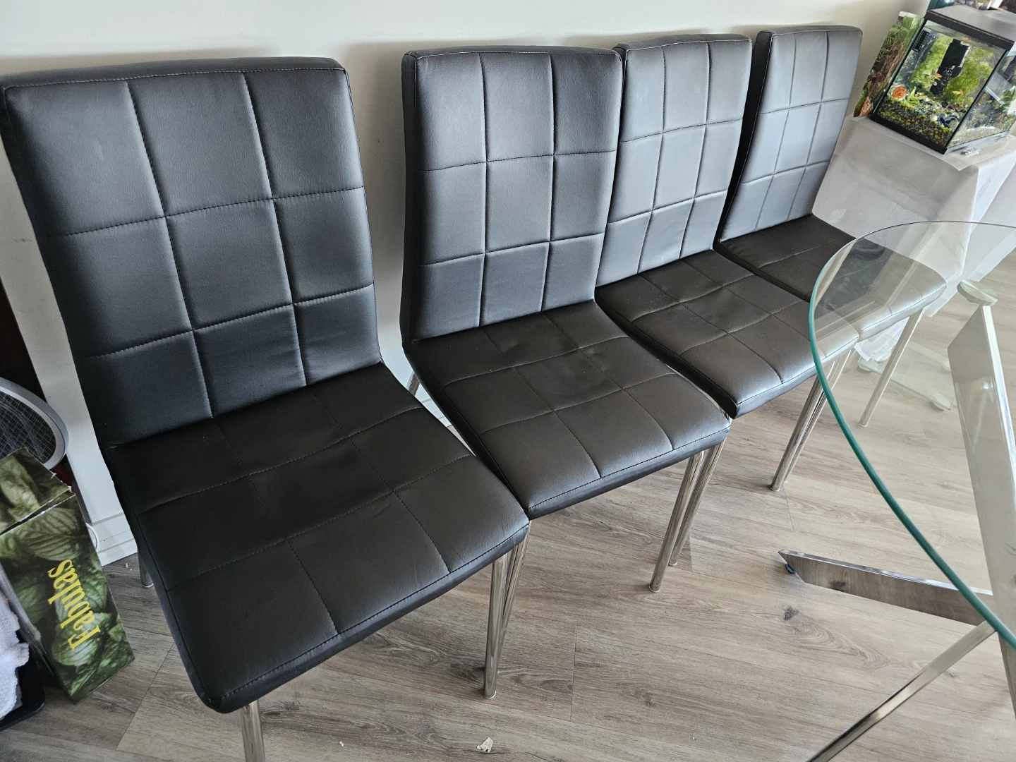 Glass Dining Table with 4 Black Chairs - photo 3