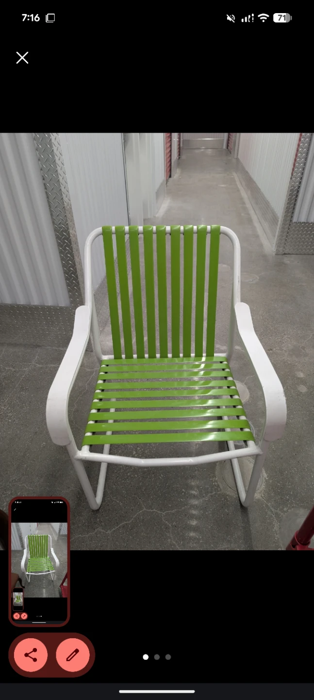 Green and White Striped Outdoor Chair