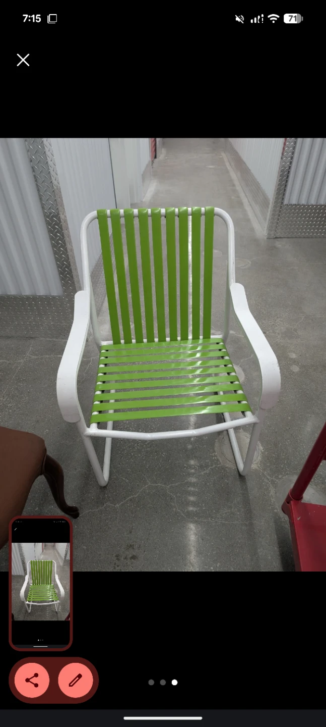 Green and White Striped Outdoor Chair - photo 2