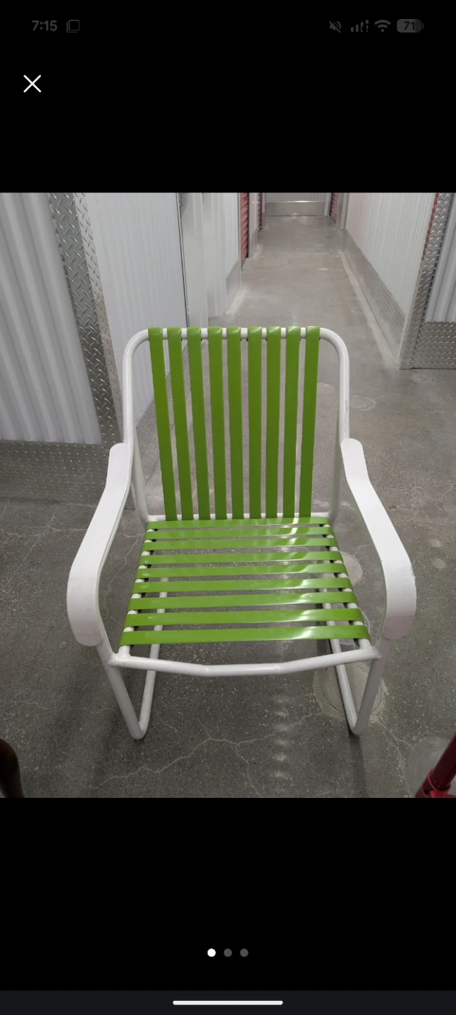 Green and White Striped Outdoor Chair - photo 3