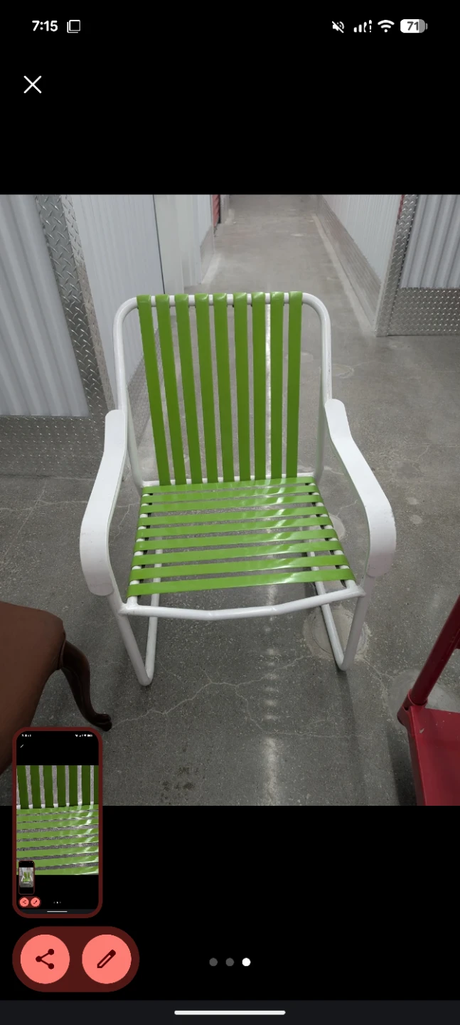 Green and White Striped Outdoor Chair - photo 4