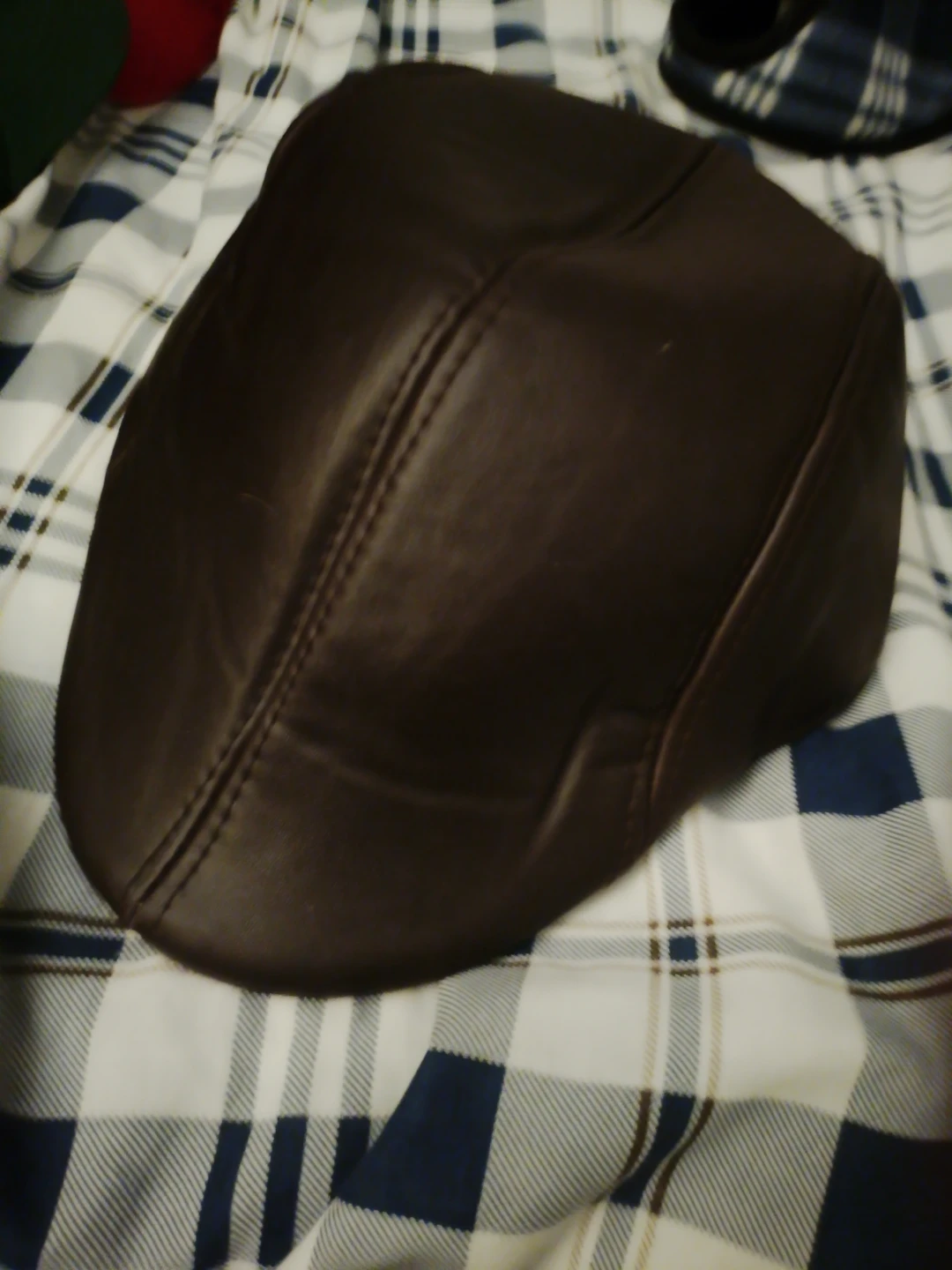 Brown Faux Leather Flat Cap