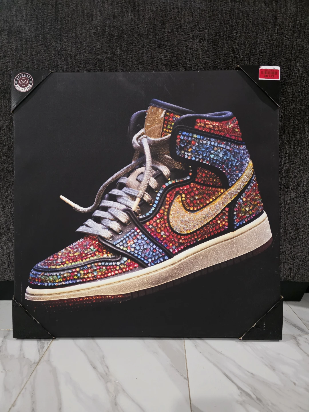 Sneaker Canvas Wall Art with Rhinestones