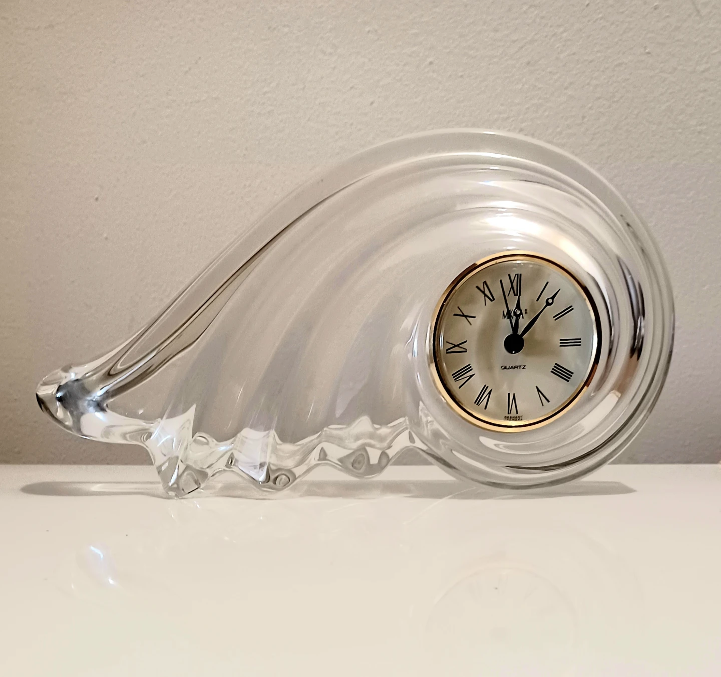 Vtg German Crystal Nautilus Shell Clock