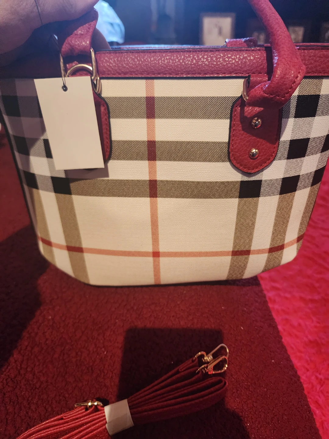 Women's Plaid Tote Bag and Wallet Set - photo 2