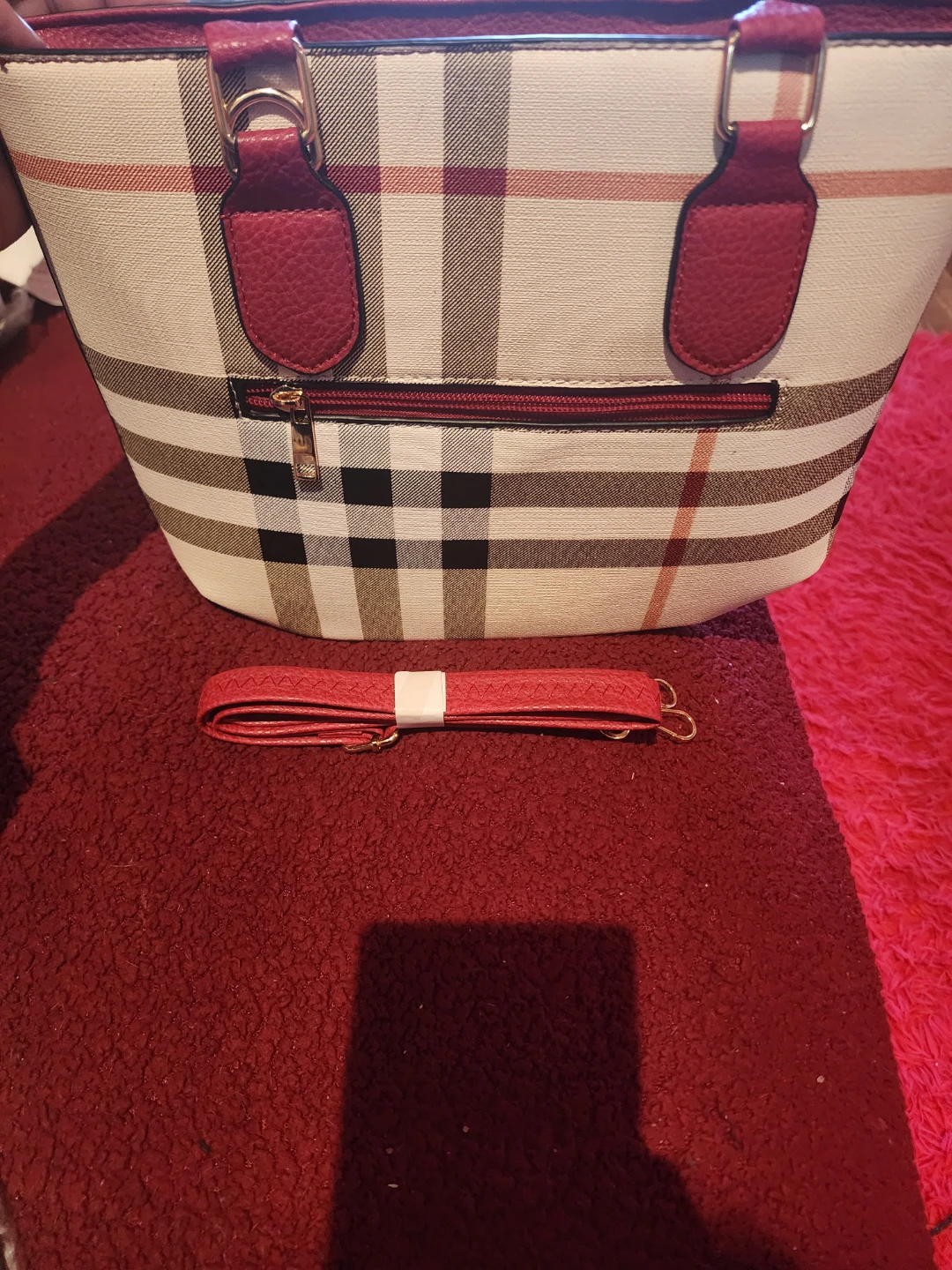 Women's Plaid Tote Bag and Wallet Set - photo 3