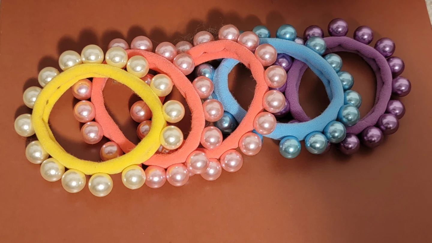 Pearl Embellished Hair Ties Set