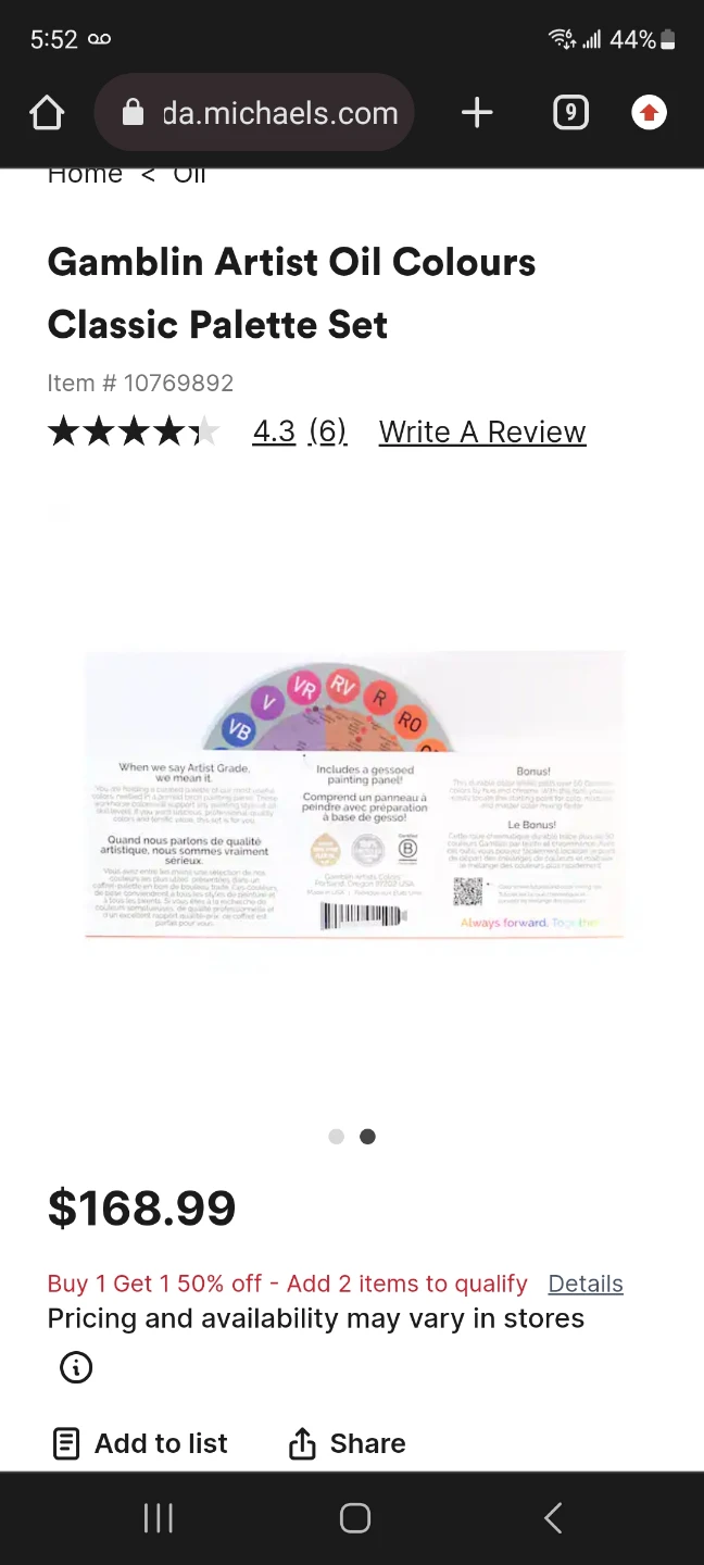 Gamblin Artist Oil Colours Classic Palette Set - photo 2