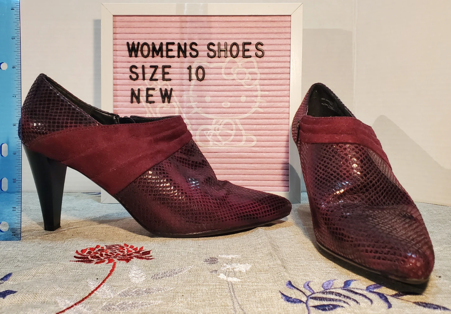 Impo Womens Burgundy Snake Print Ankle Booties - Size 10