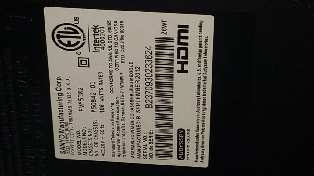 Sanyo FVM5082 50" Flat Screen TV - photo 4