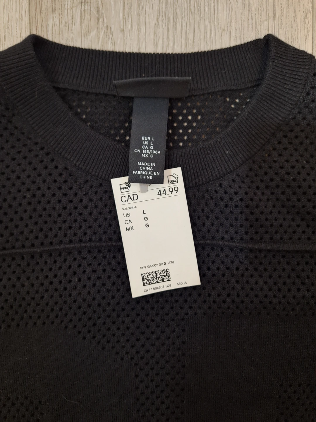 Black H&M Mesh T-Shirt - Size L - photo 2