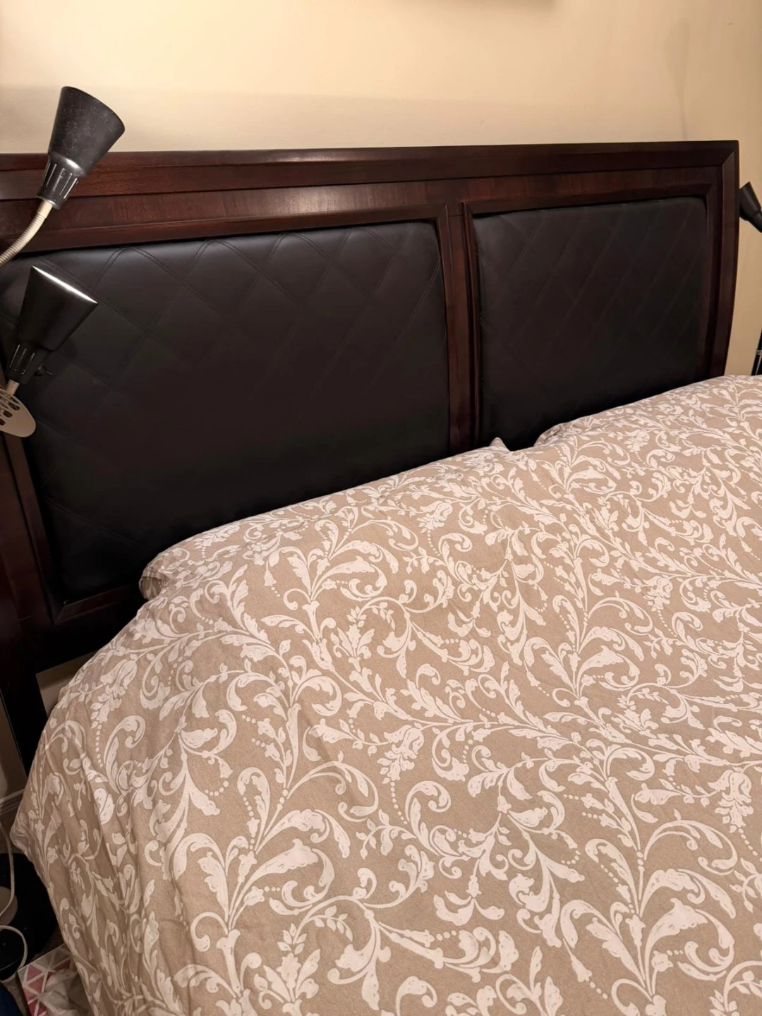 Dark Wood king bed frame and box spring