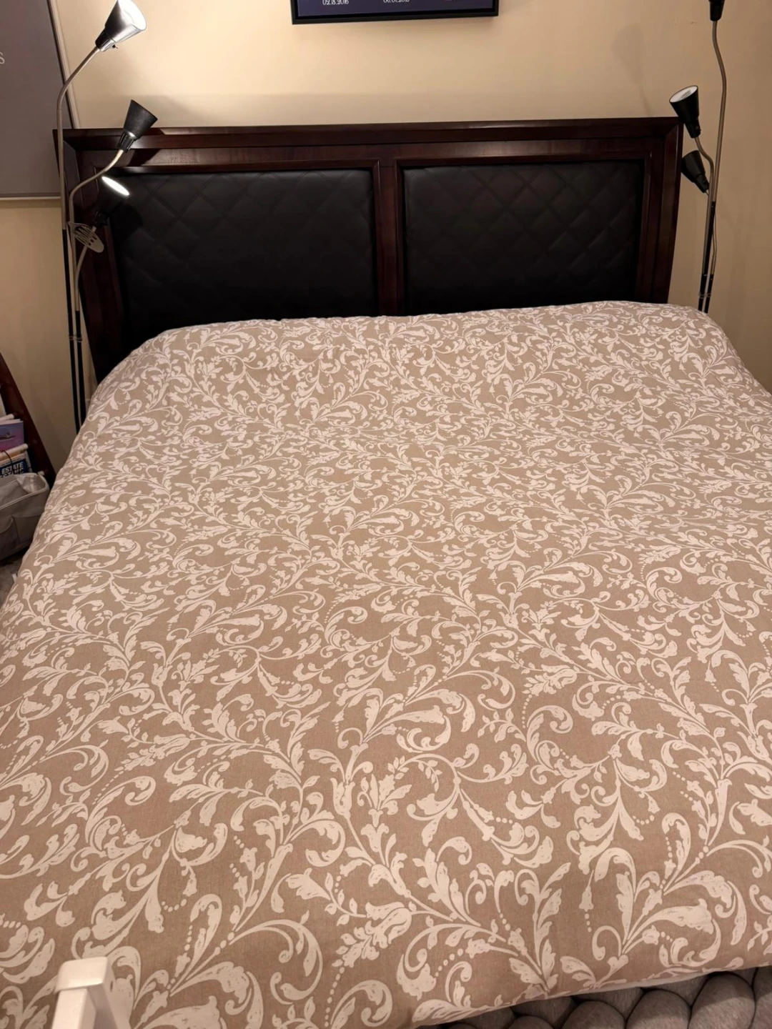 Dark Wood king bed frame and box spring - photo 2