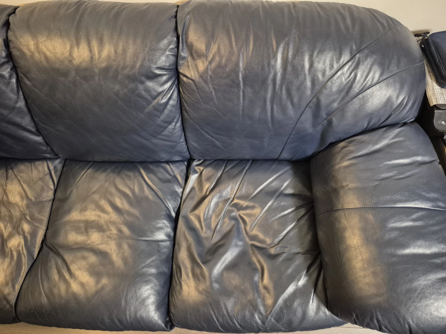 Blue Leather Sofa - photo 2