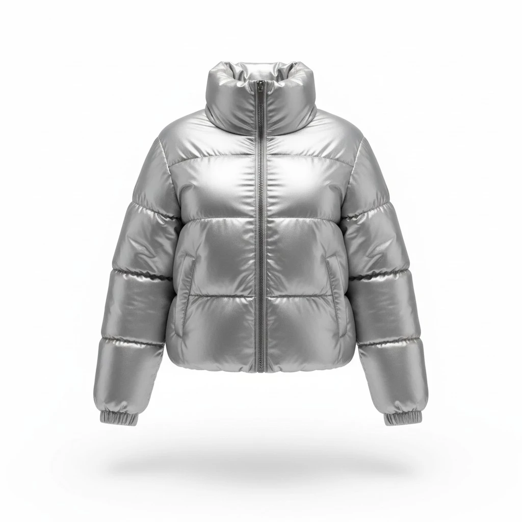 ONLY Silver Puffer Jacket Size S