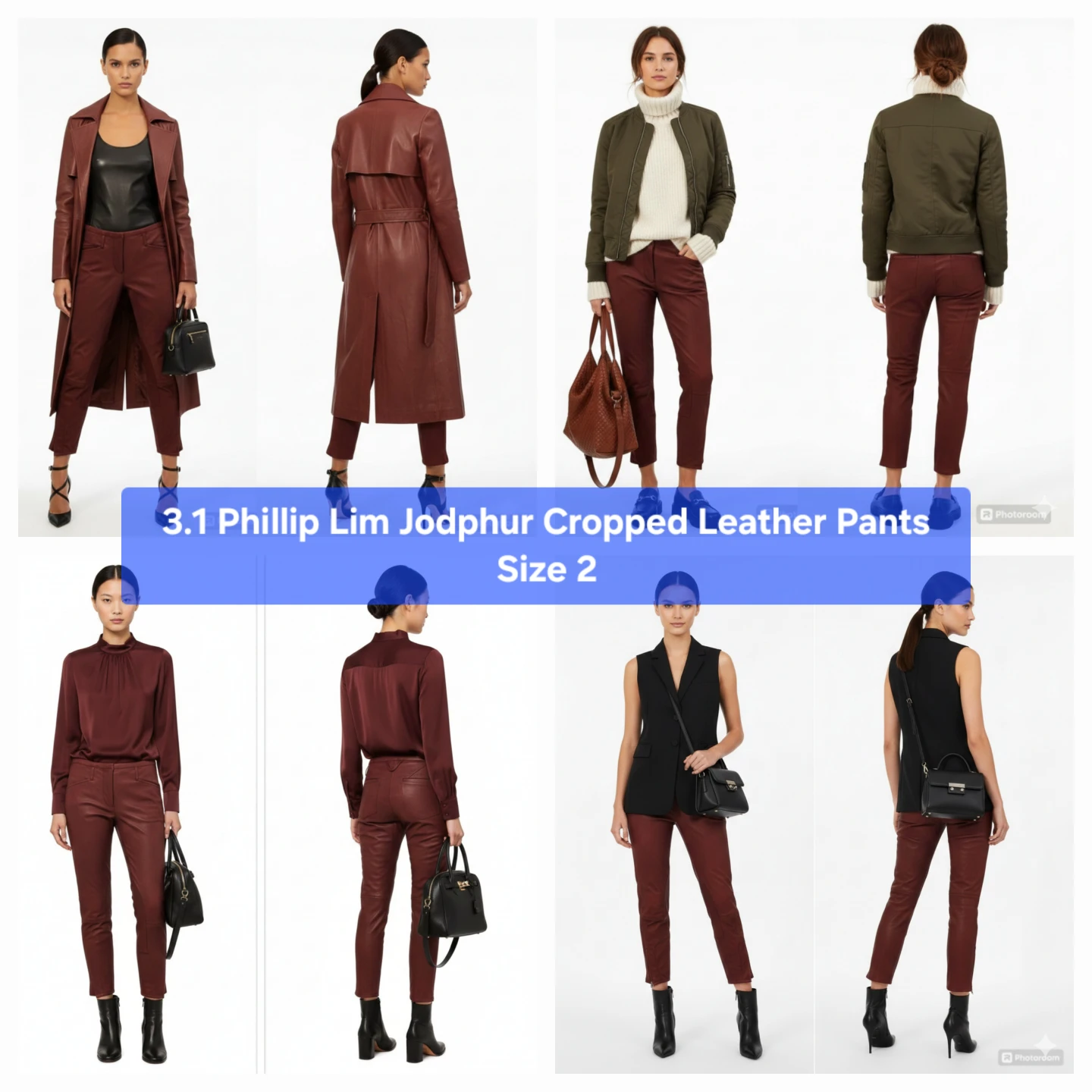 3.1 Phillip Lim Jodphur Cropped Leather Pants Size 2