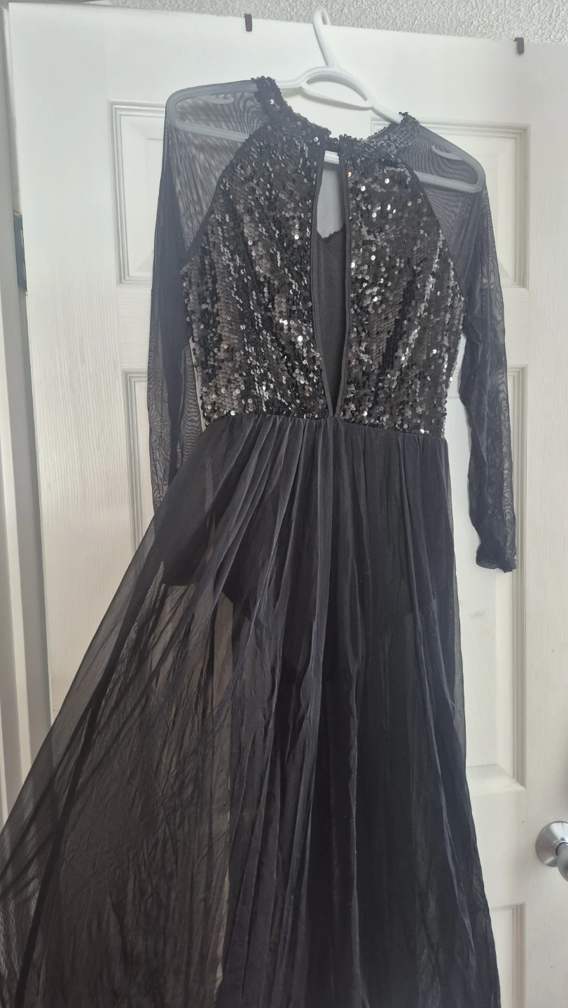 DASDO Black Sequin and Mesh Dress - photo 2