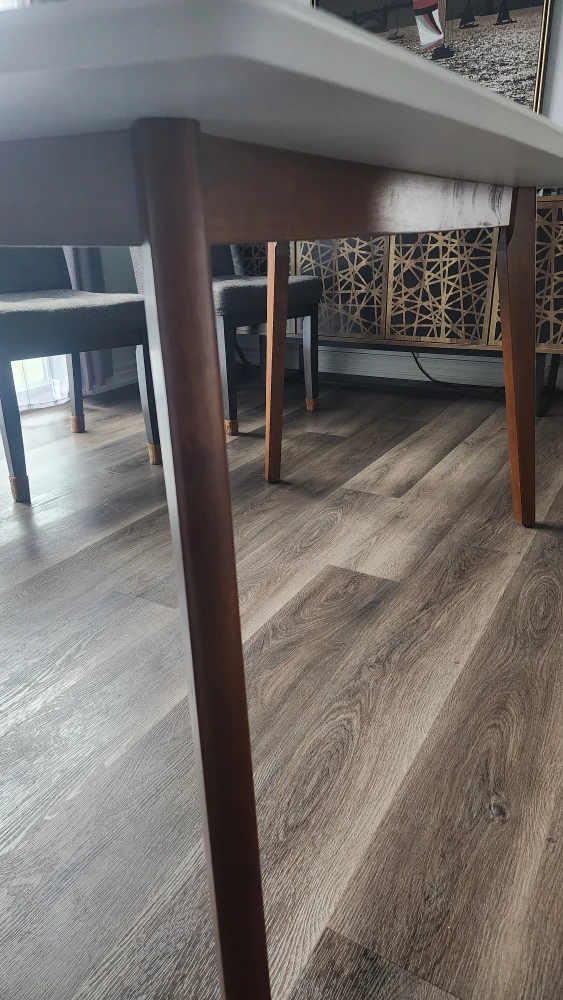 White Dining Table with Wood Legs - photo 4