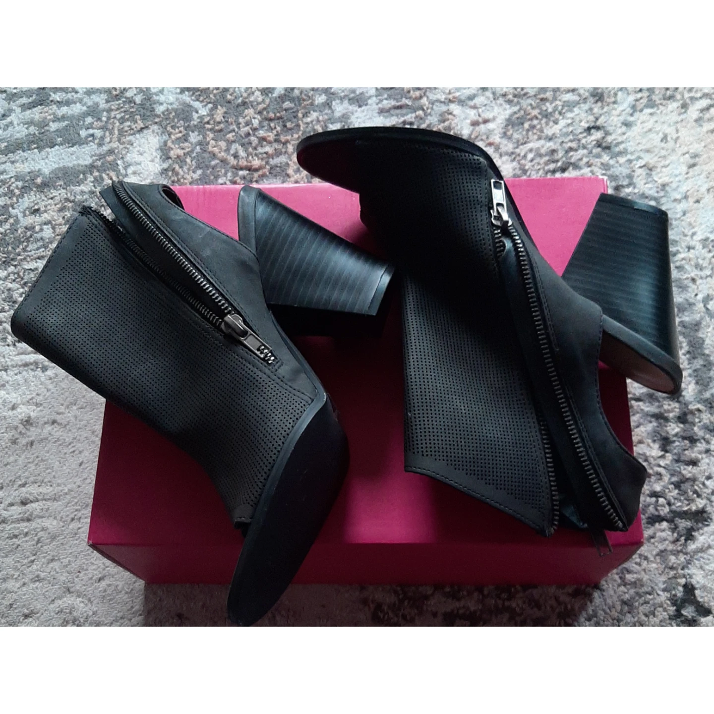 ShoeDazzle Black Perforated Peep-Toe Booties - photo 5