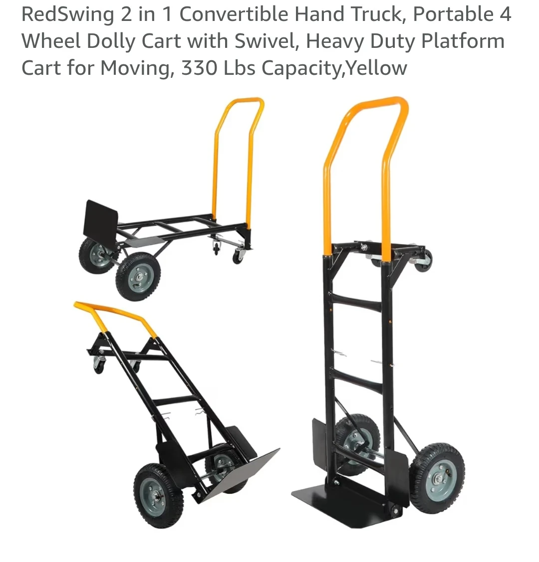 RedSwing 2-in-1 Convertible Hand Truck/Dolly Cart