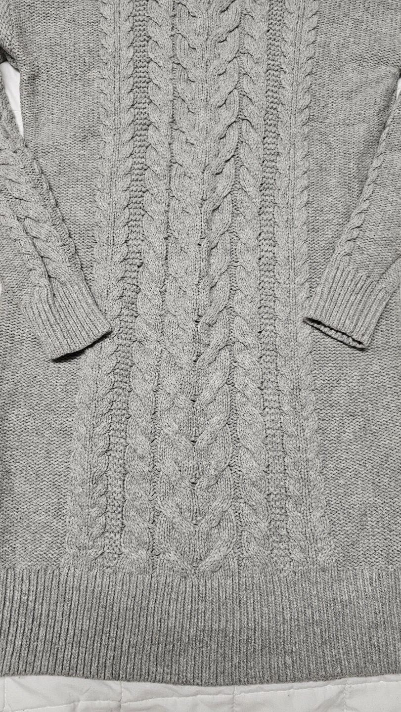 UNIQLO Grey Cable Knit Turtleneck Sweater Dress Size M - photo 2