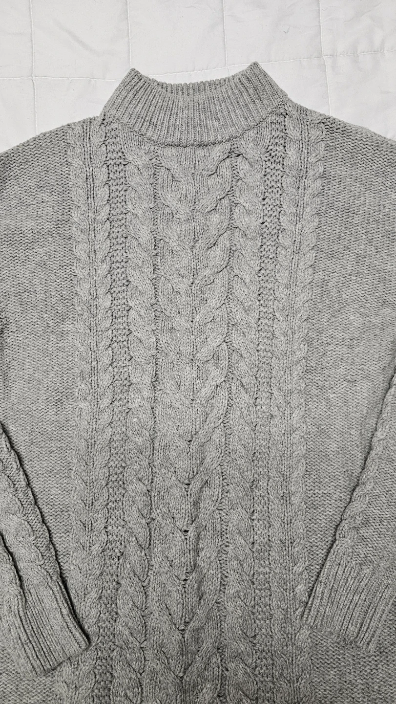 UNIQLO Grey Cable Knit Turtleneck Sweater Dress Size M - photo 4