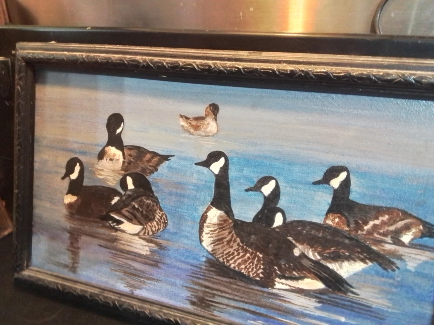Framed Oil Painting of Geese by Jacqué (July 26, 1984) - photo 2