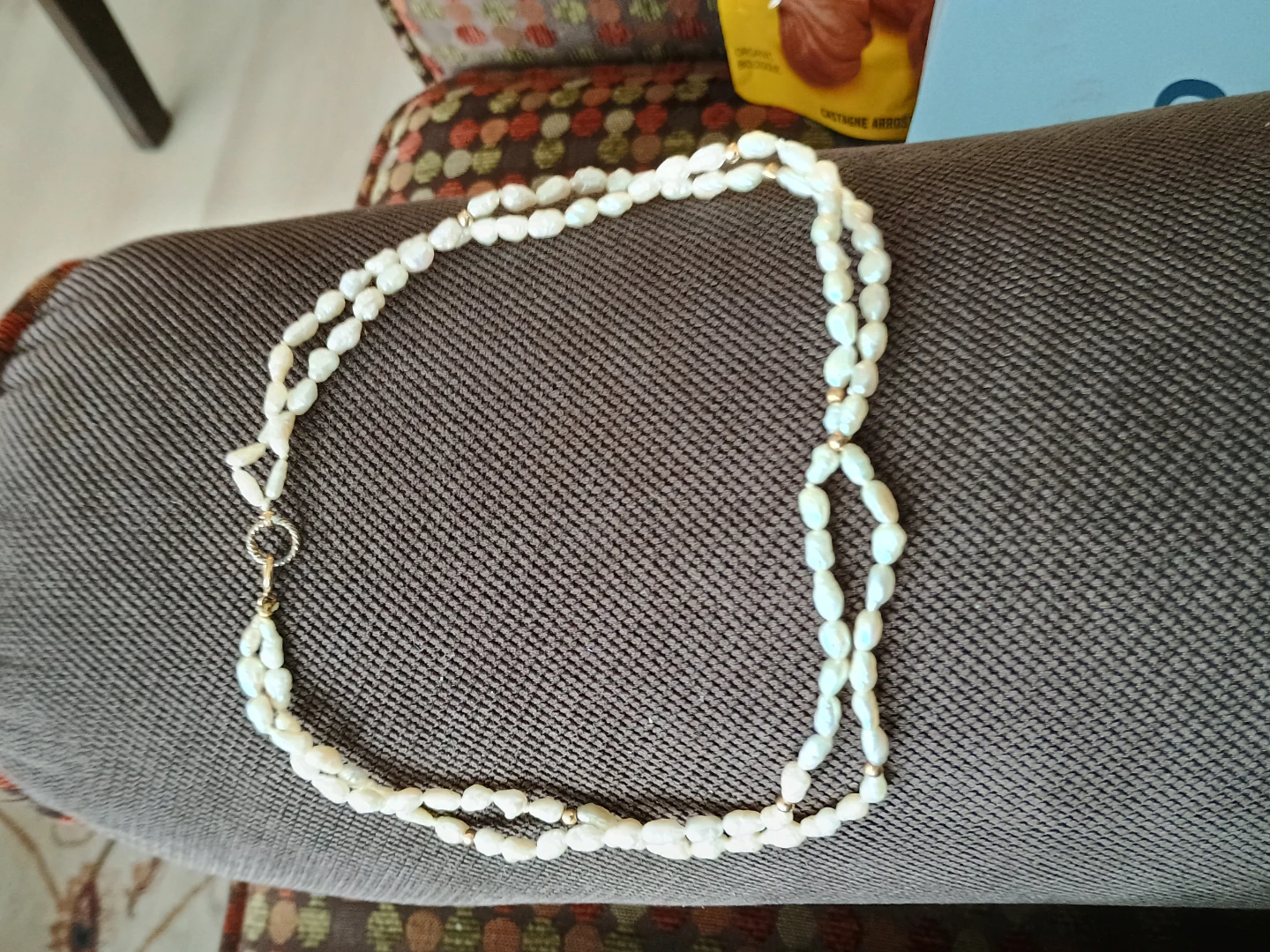 White Freshwater Pearl Necklace with Gold Clasp