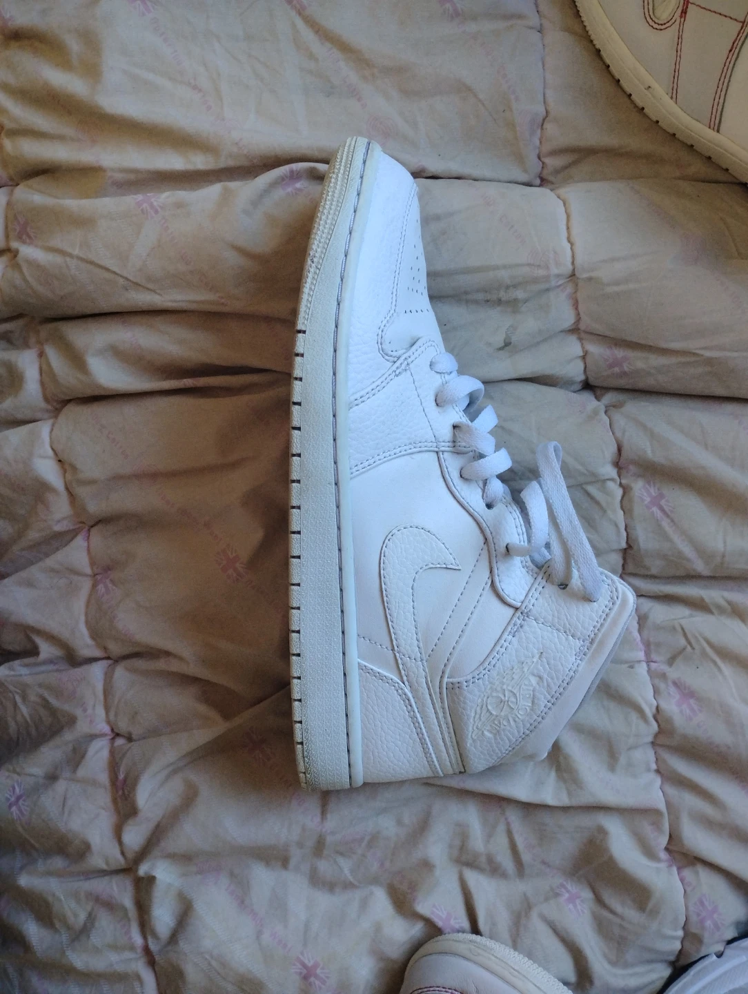 Triple White Air Jordan 1 High Top Sneakers 9.5