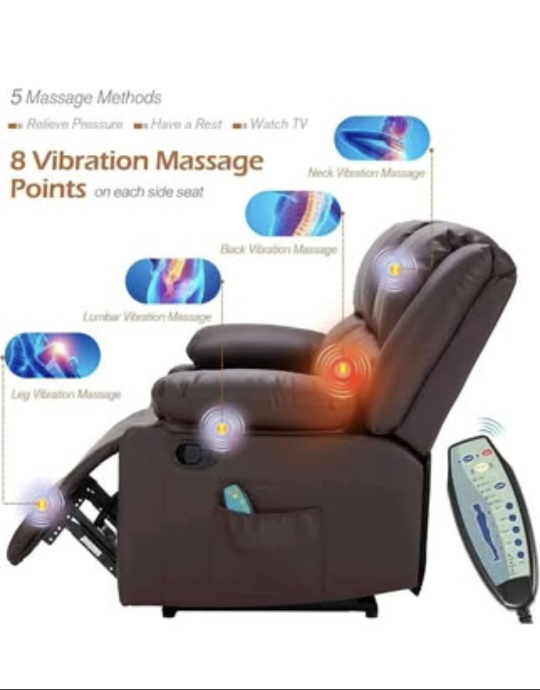 Reclining sofa couch with massagers - photo 2