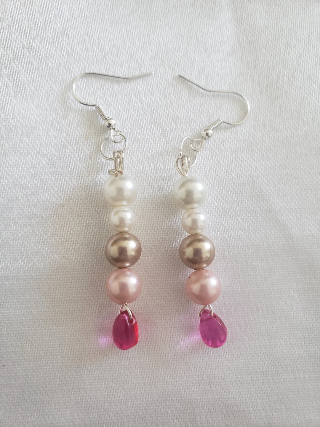 Pearl and Pink Drop Earrings